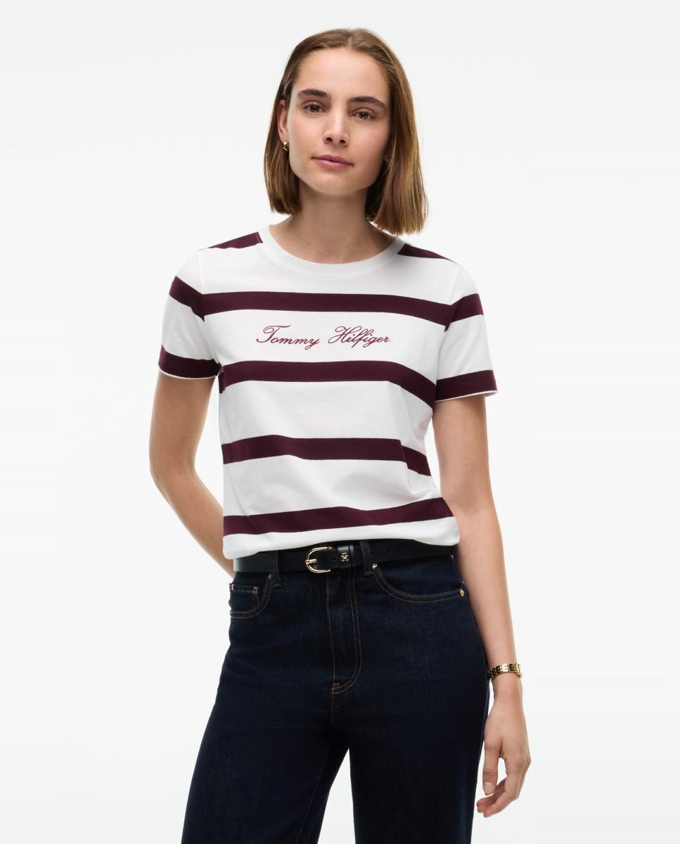 Camiseta de mujer en algodón suave - Tommy Hilfiger - Burdeos Burdeos-1