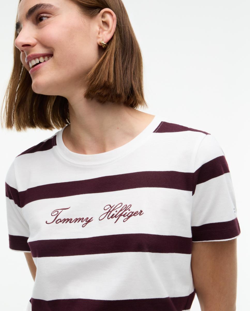 Camiseta de mujer en algodón suave - Tommy Hilfiger - Burdeos Burdeos-2
