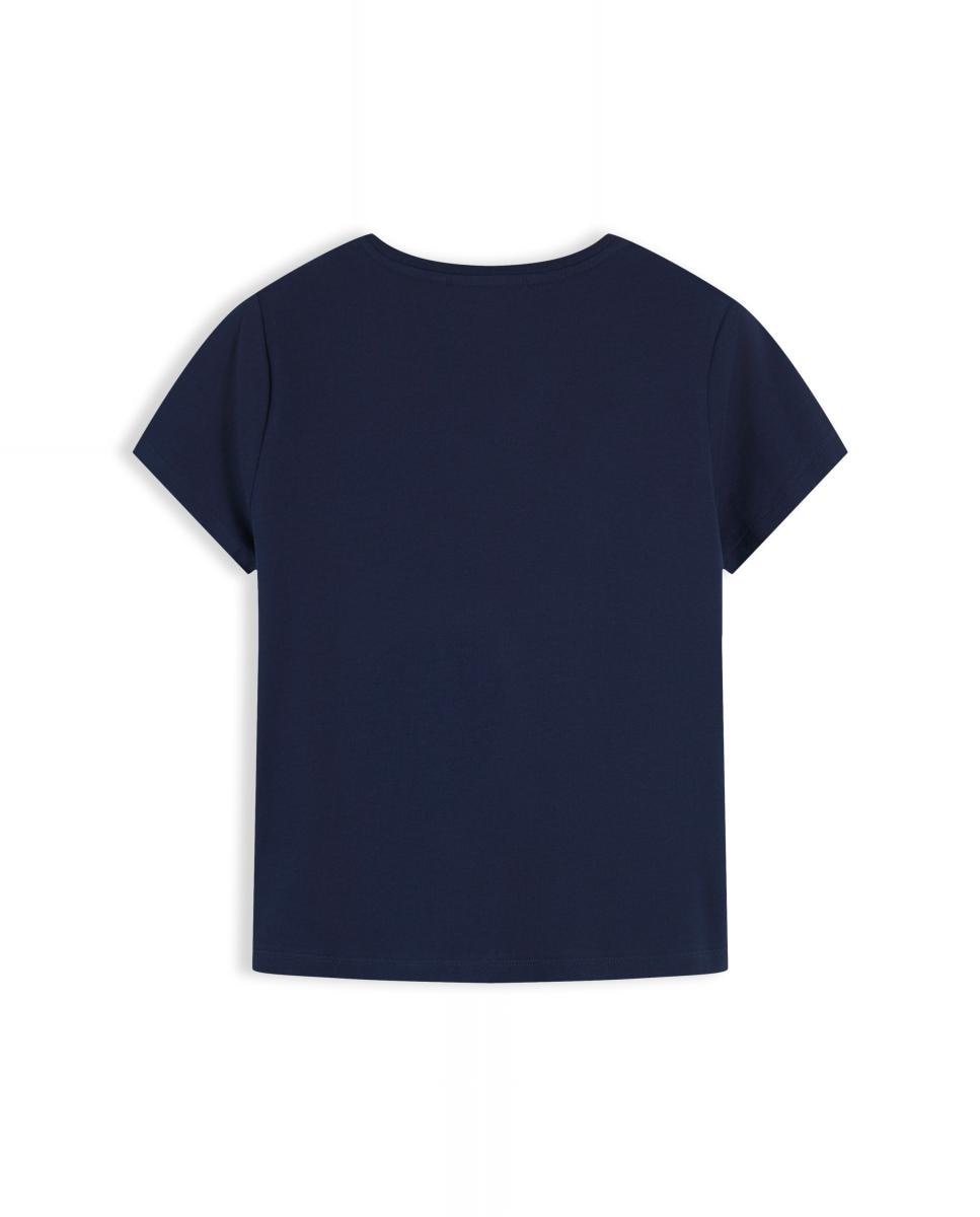 T-shirt de mulher com manga curta e decote redondo Azul-marinho-2