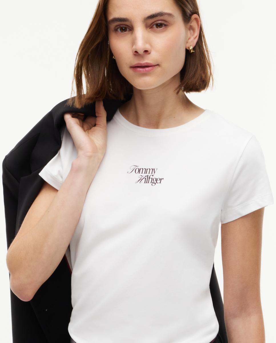 T-shirt de mulher com manga curta e decote redondo Creme-2