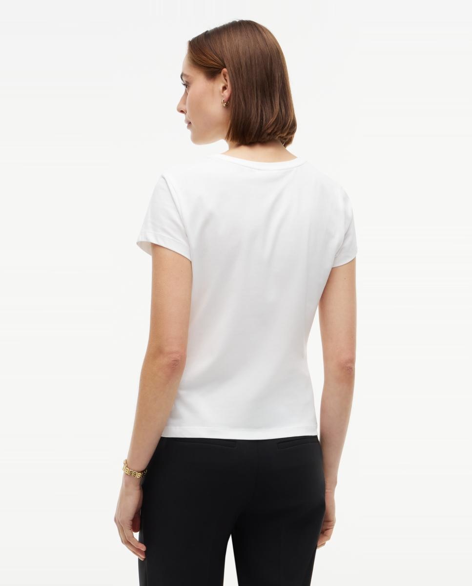 T-shirt de mulher com manga curta e decote redondo Creme-3