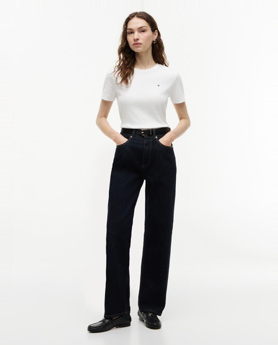 Camiseta de mujer de manga corta y cuello redondo - Tommy Hilfiger - Crema Crema-4