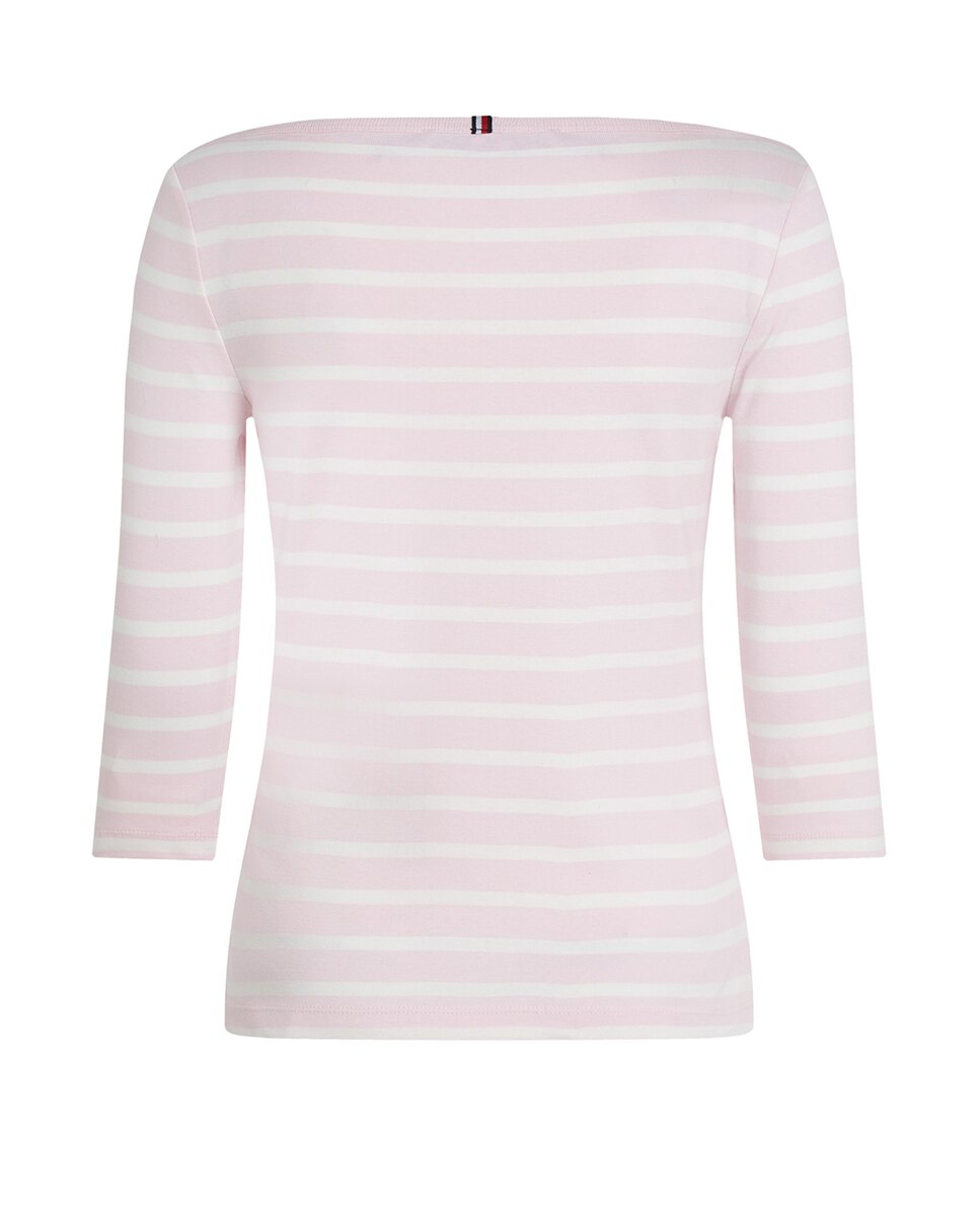 T-shirt de mujer de Manga 3/4 e Decote à Barco Rosa-claro-5