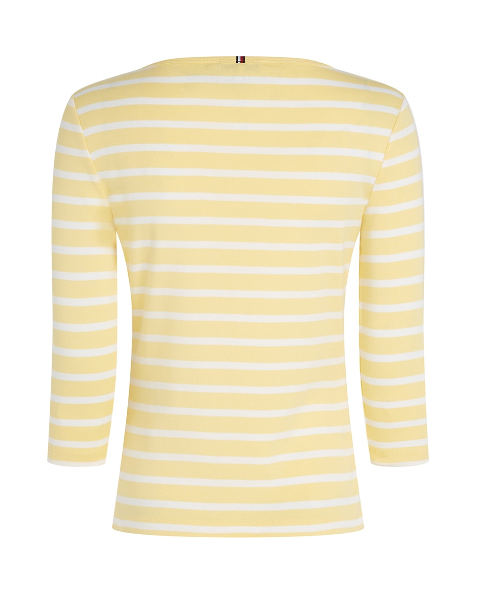 T-shirt de mujer de Manga 3/4 e Decote à Barco Amarelo-5