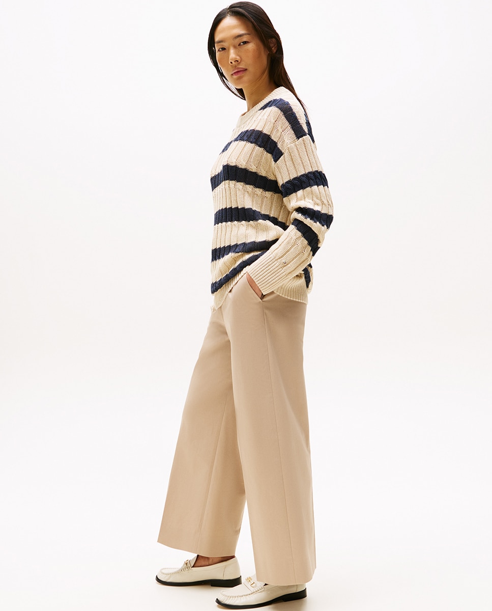 Calças Chino Slim Straight Bege-3