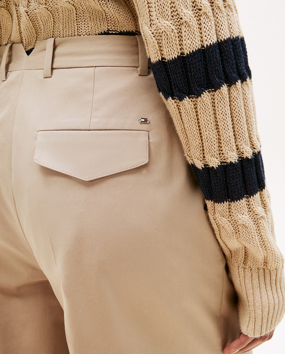 Calças Chino Slim Straight Bege-4