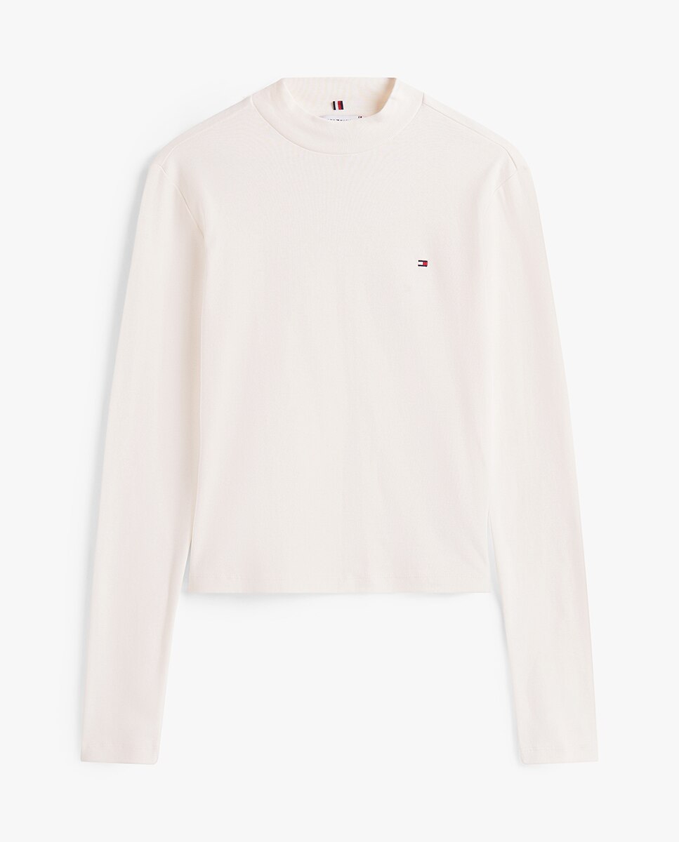 Camisola de manga comprida com meia gola Creme-4