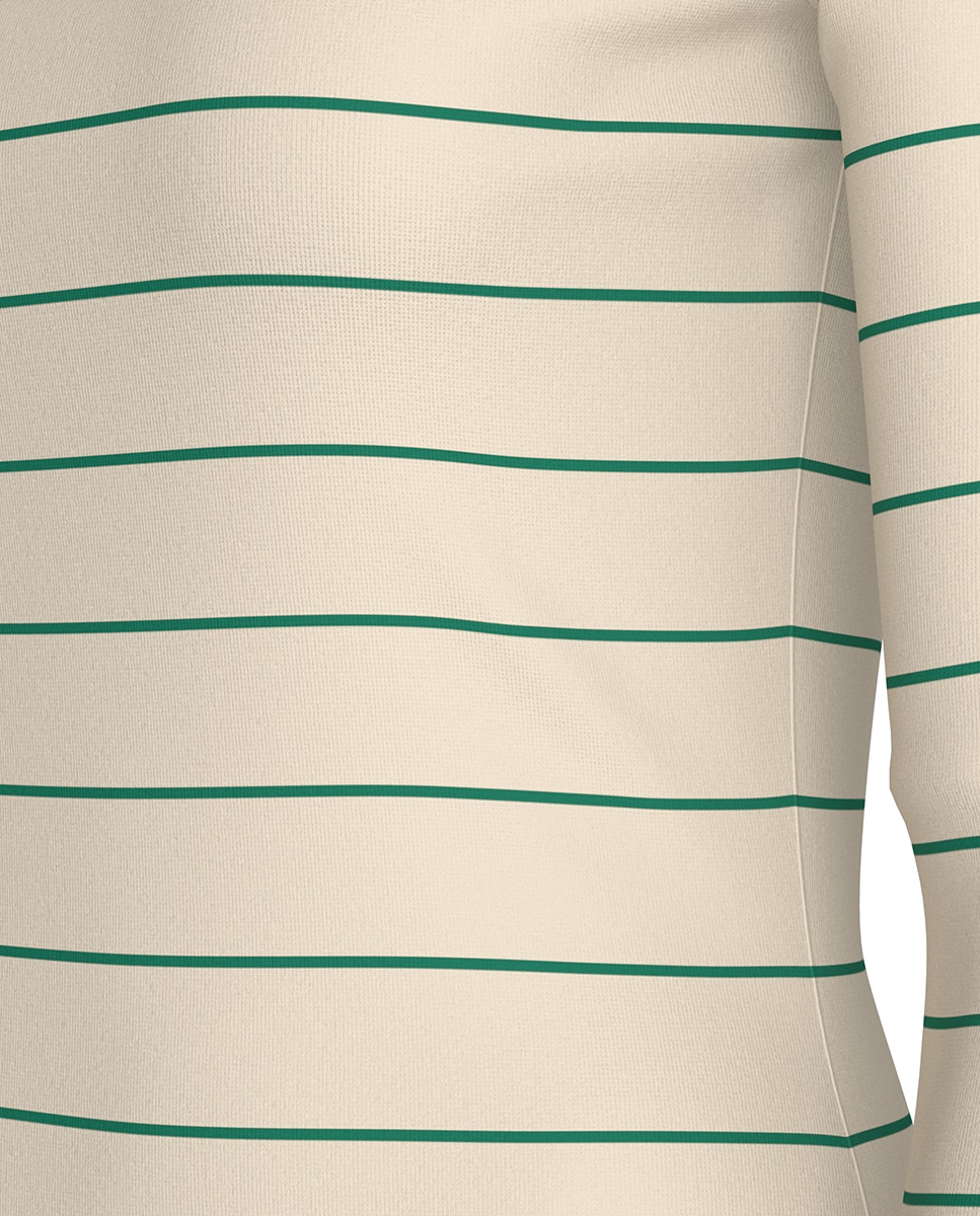 T-shirt Slim de Decote à Barco e Manga 3/4 Verde-claro-8
