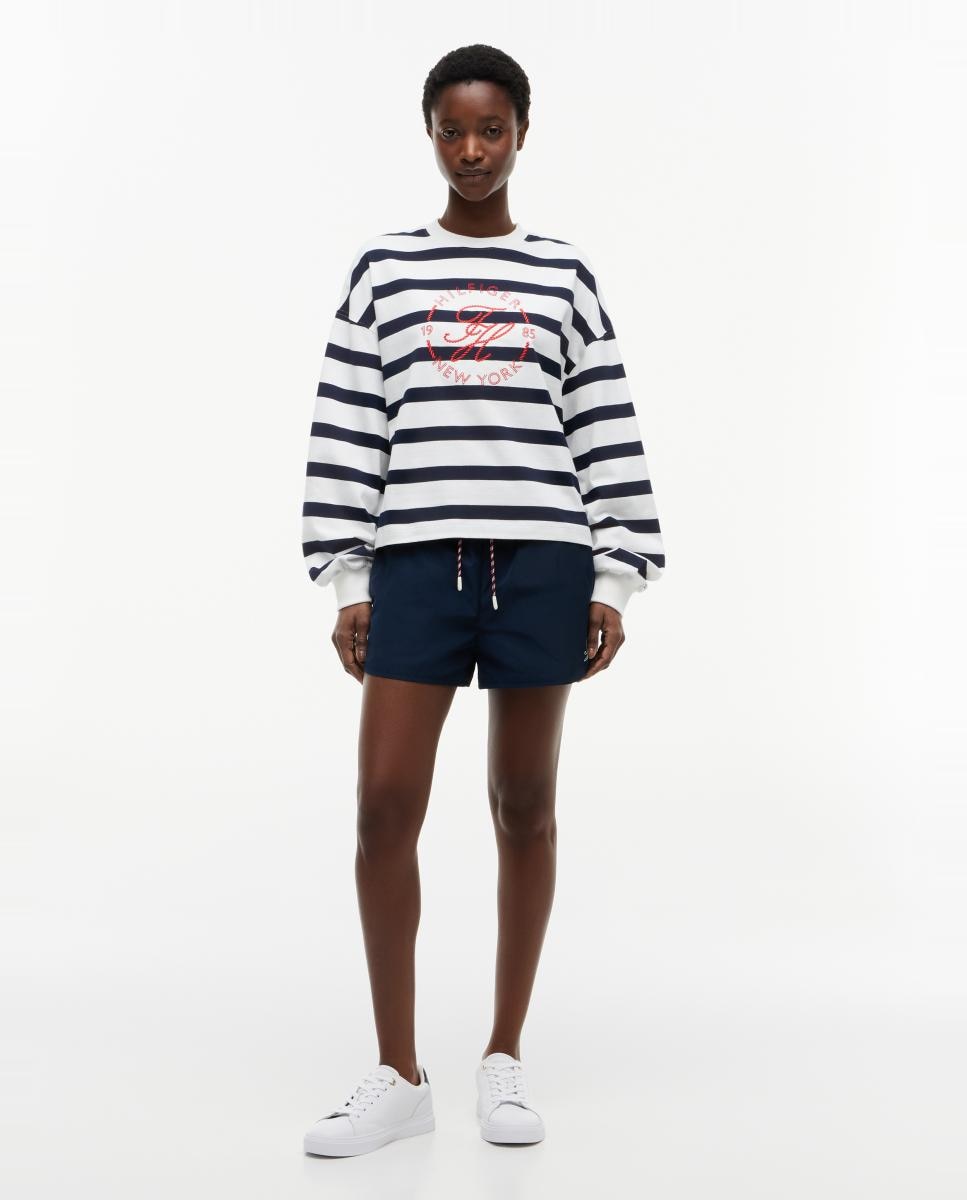 Sweatshirt de Decote Redondo com Logótipo à Frente Branco-2