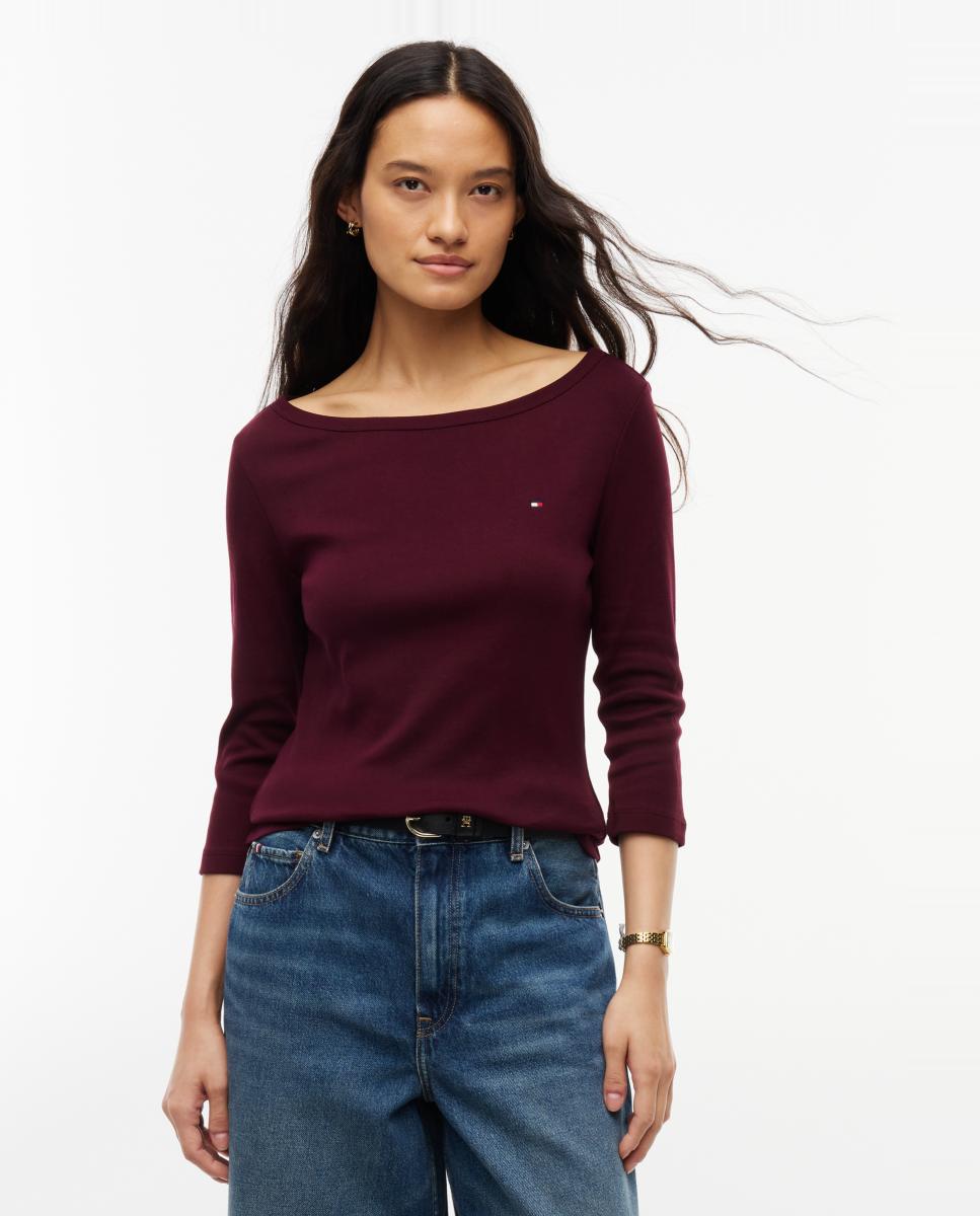 Camiseta de mujer de manga 3/4 Slim Cody - Tommy Hilfiger - Burdeos Burdeos-1