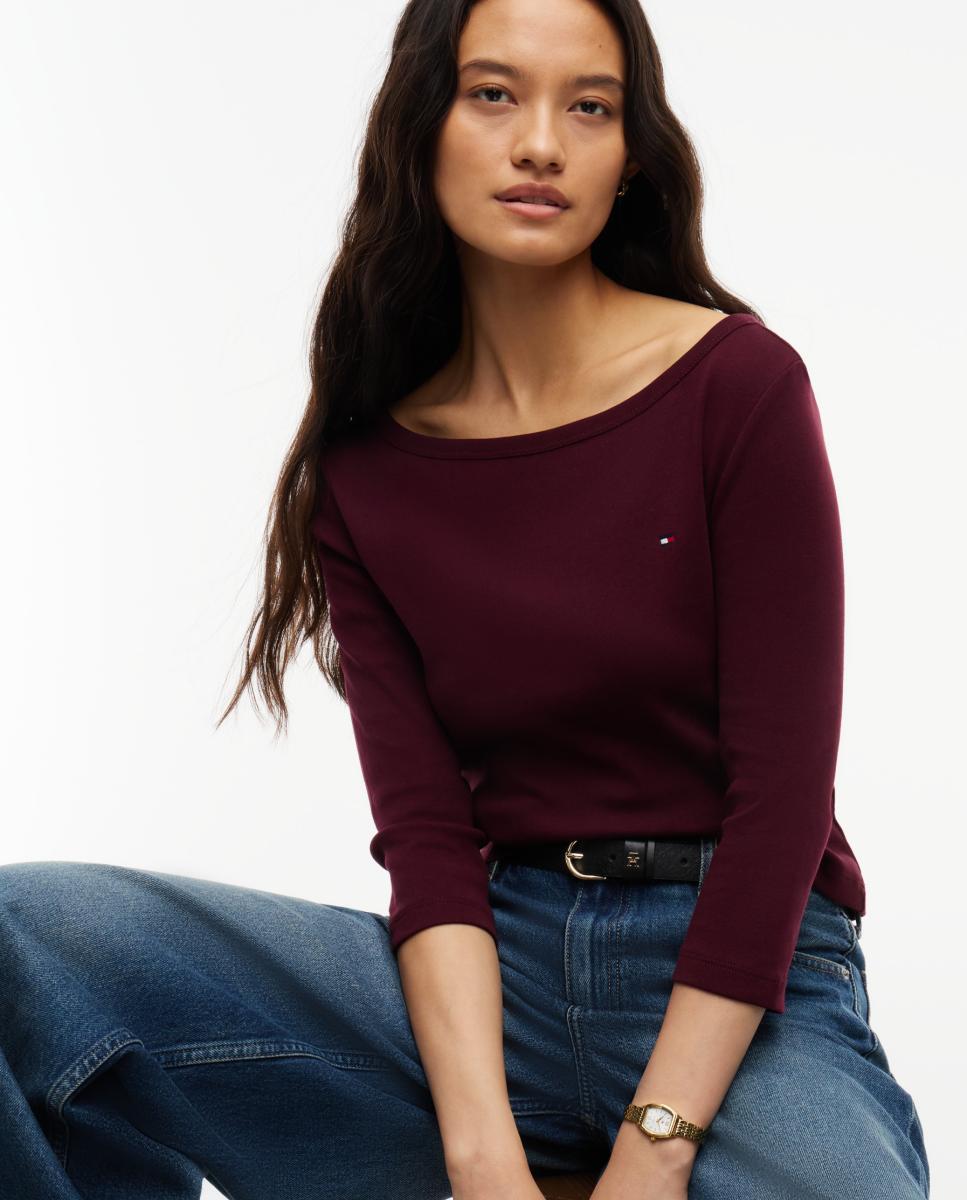 Camiseta de mujer de manga 3/4 Slim Cody - Tommy Hilfiger - Burdeos Burdeos-2