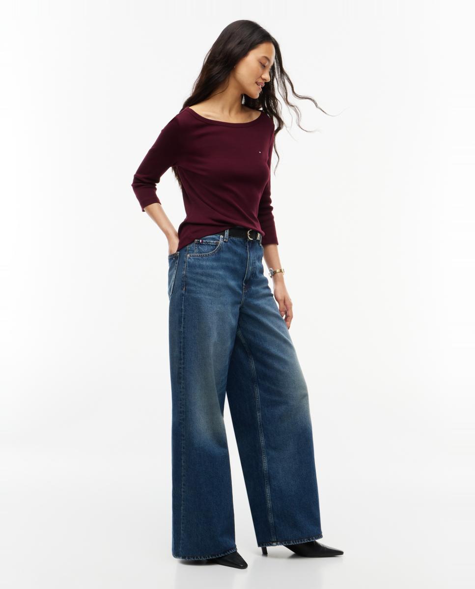 Camiseta de mujer de manga 3/4 Slim Cody - Tommy Hilfiger - Burdeos Burdeos-7