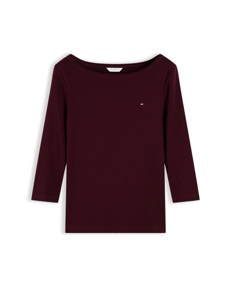 Camiseta de mujer de manga 3/4 Slim Cody - Tommy Hilfiger - Burdeos Burdeos-4