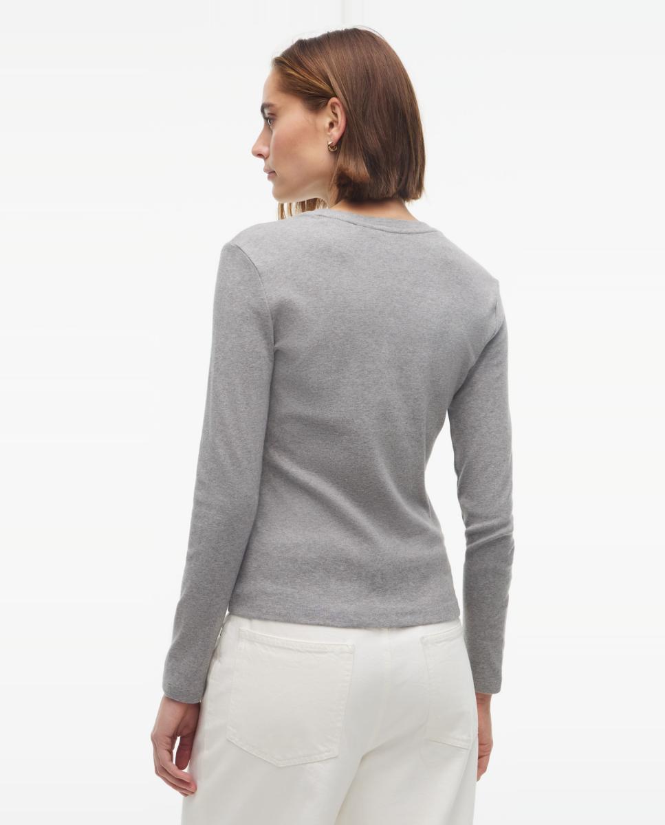 Camiseta de mujer de manga larga y cuello redondo - Tommy Hilfiger - Gris claro Gris claro-3