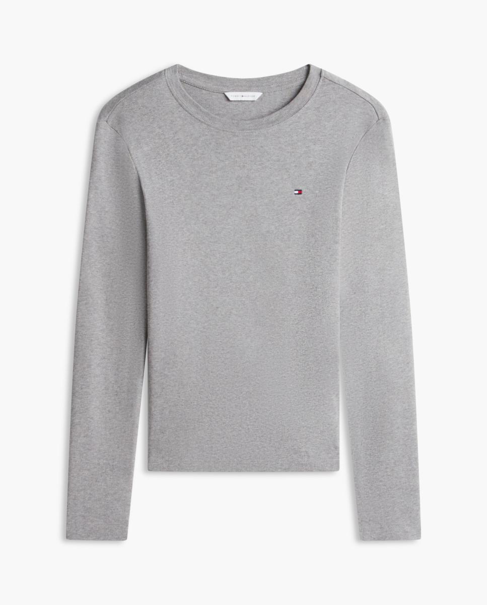 Camiseta de mujer de manga larga y cuello redondo - Tommy Hilfiger - Gris claro Gris claro-4