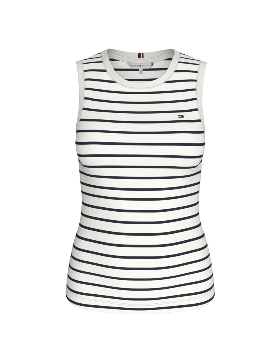 T-shirt de Silhueta Slim Cody sem Mangas Branco-1