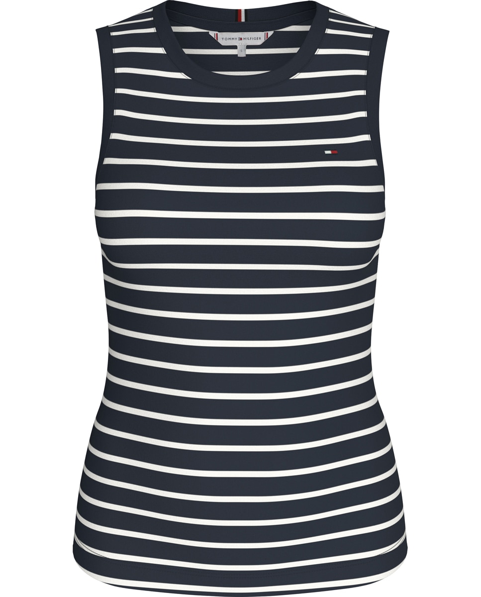 T-shirt de Silhueta Slim Cody sem Mangas Azul-marinho-4