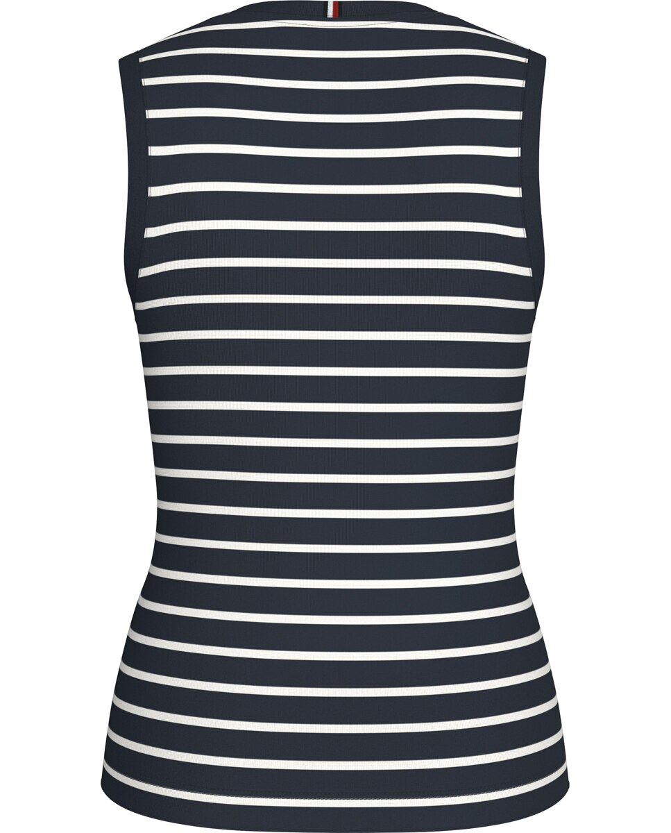 T-shirt de Silhueta Slim Cody sem Mangas Azul-marinho-5