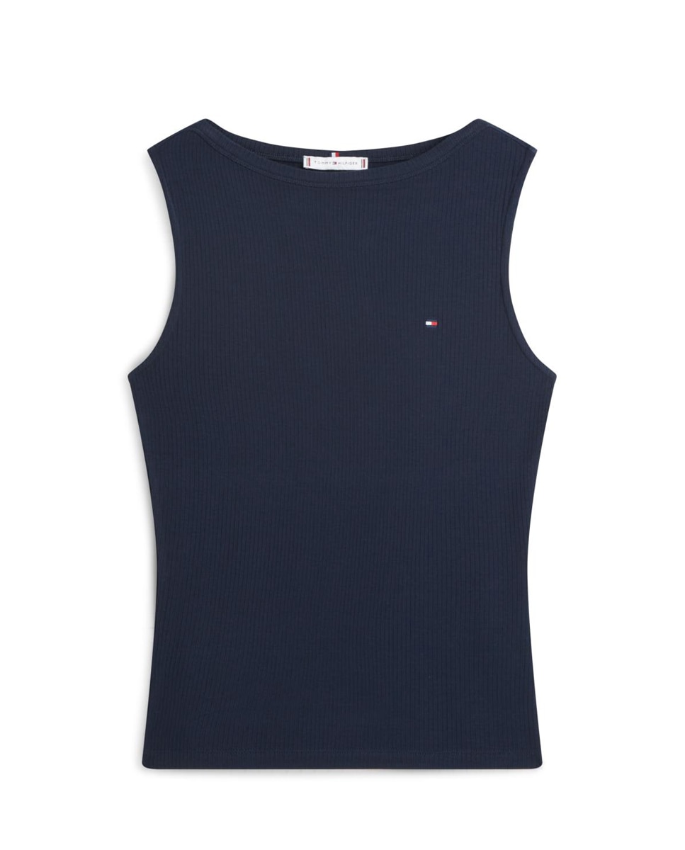 T-shirt Canelada sem Mangas Azul-marinho-1