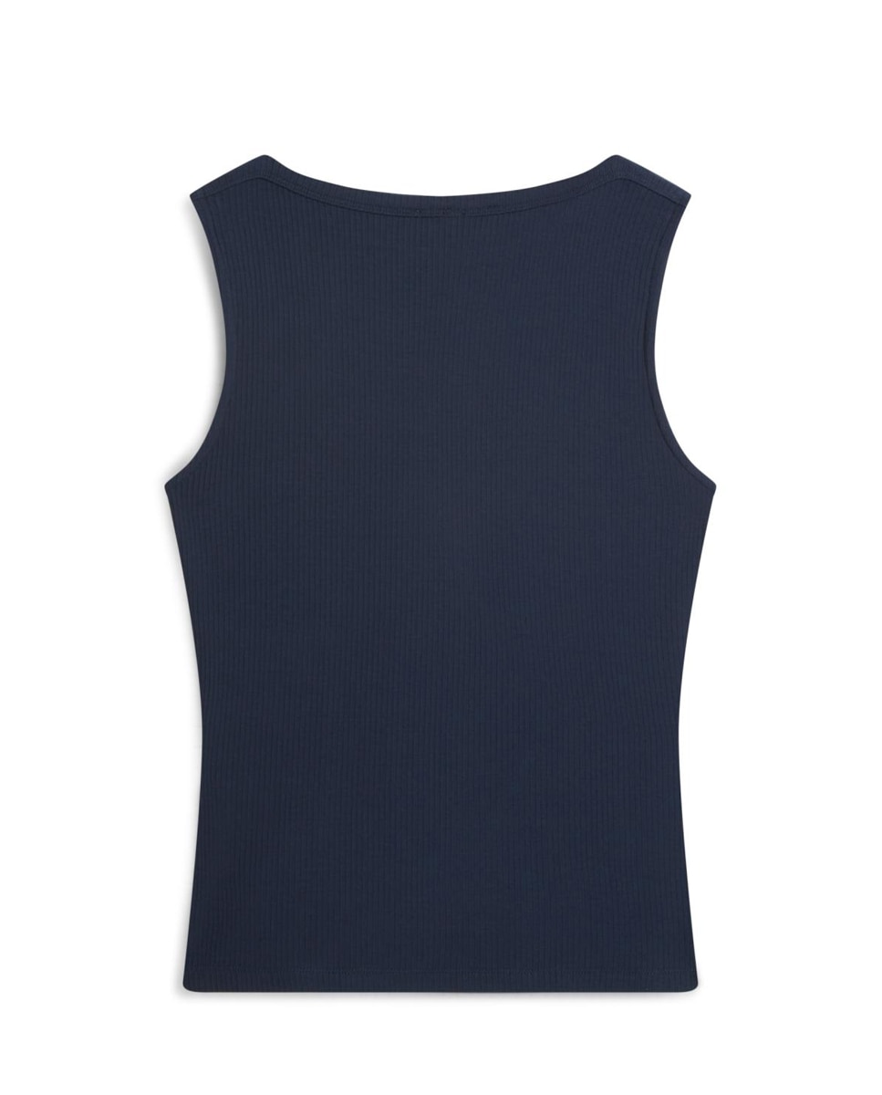 T-shirt Canelada sem Mangas Azul-marinho-2