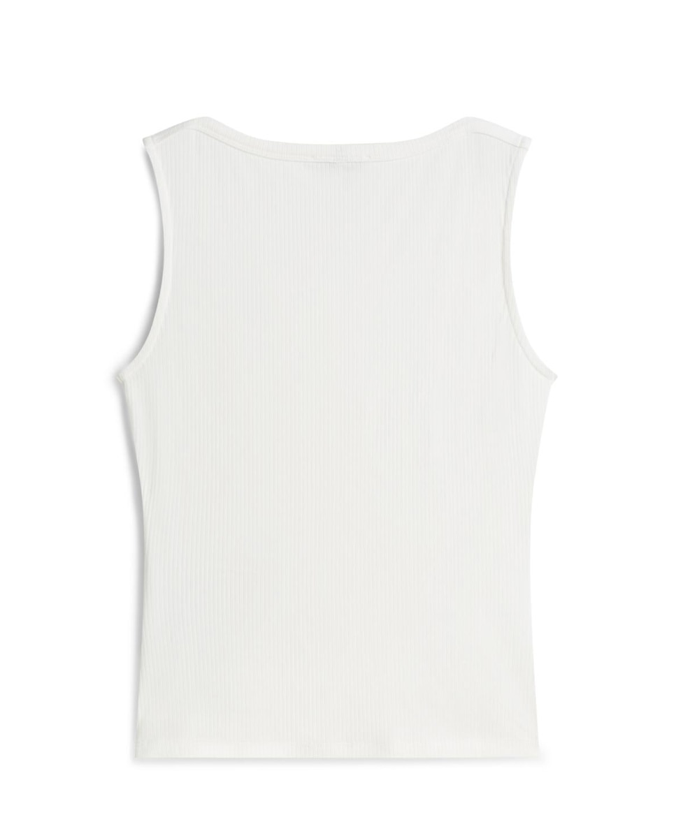 T-shirt Canelada sem Mangas Branco-2