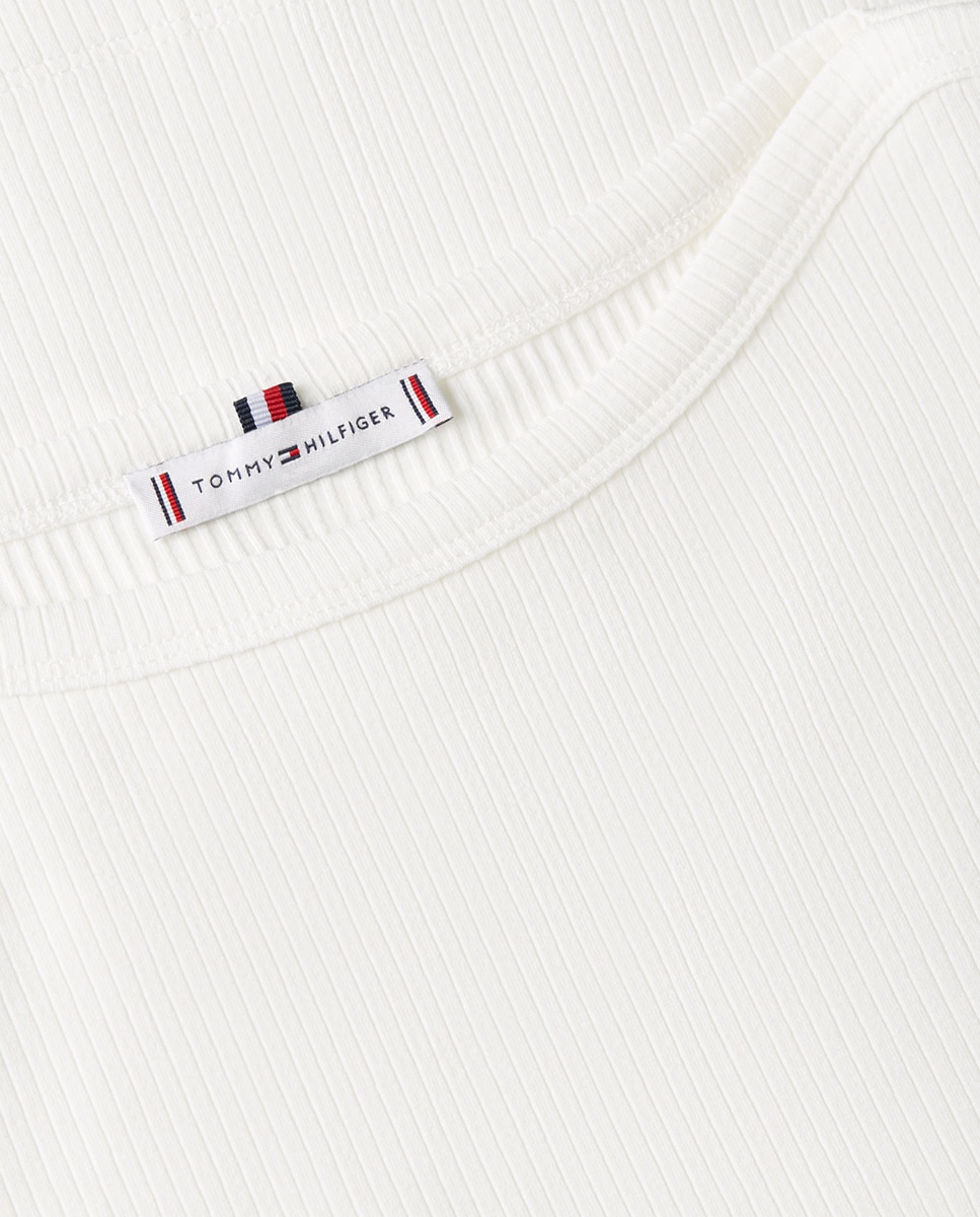 T-shirt Canelada sem Mangas Branco-3