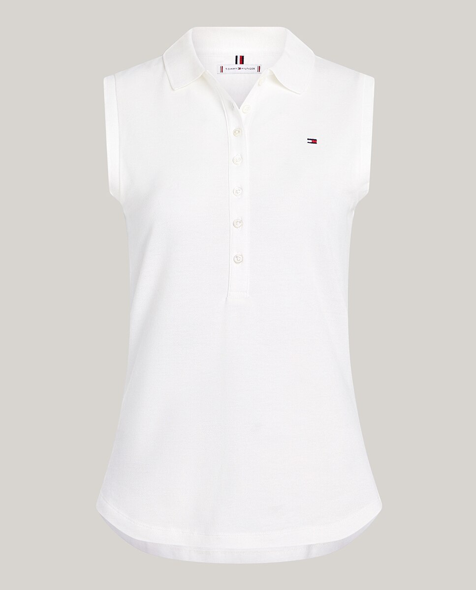 Polo Cintado sem Mangas Branco-4