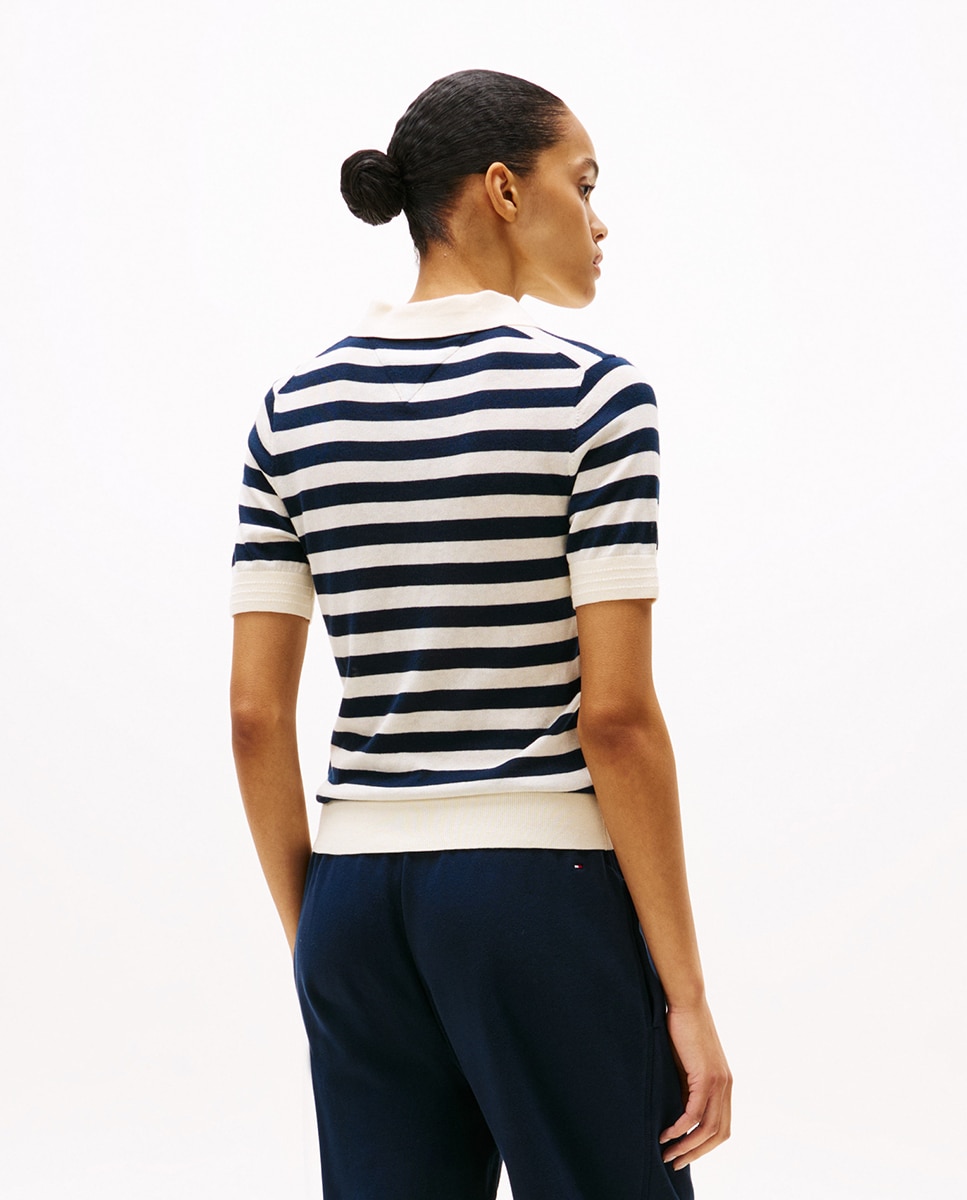Camisola de Malha Tipo Polo com Manga Curta Azul-marinho-2