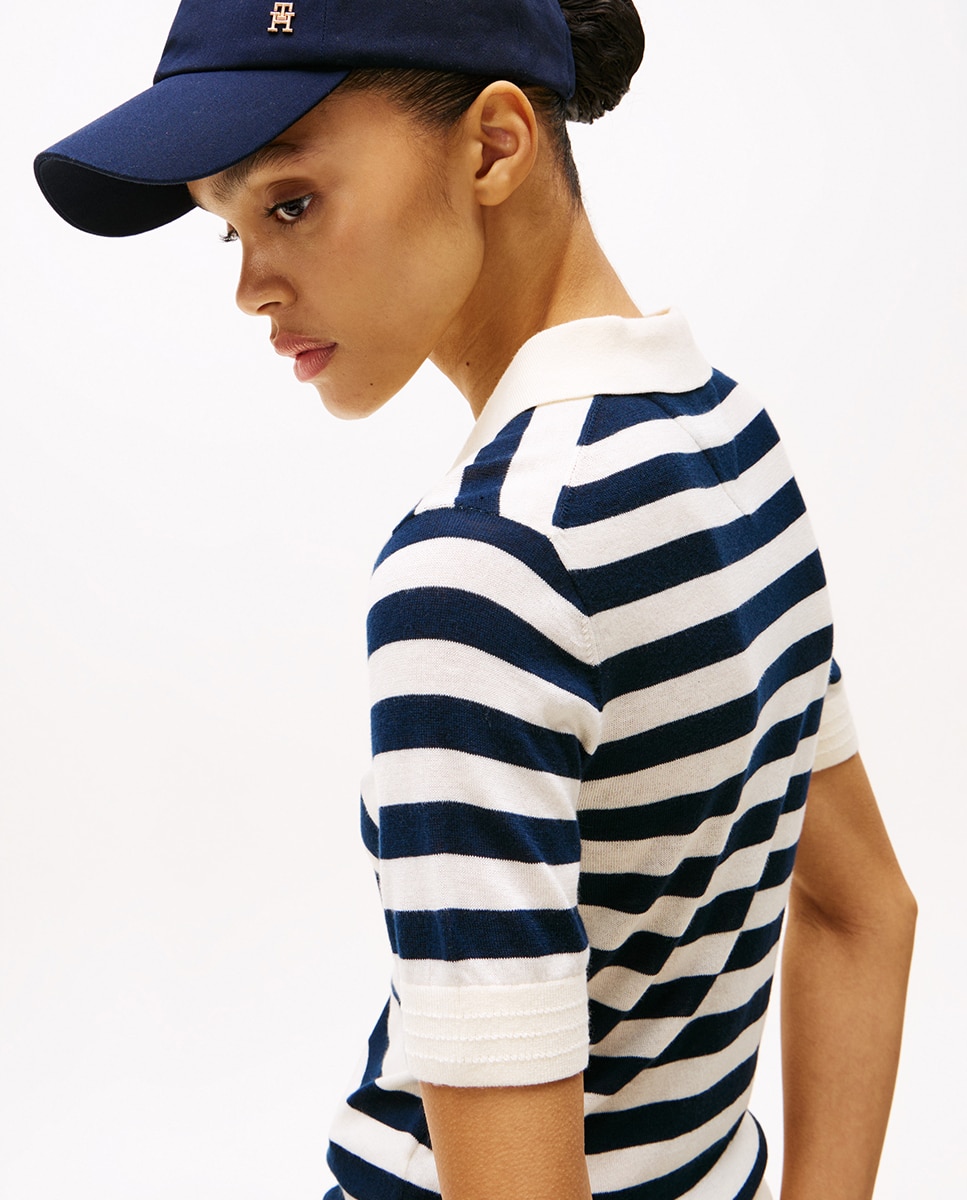 Camisola de Malha Tipo Polo com Manga Curta Azul-marinho-3