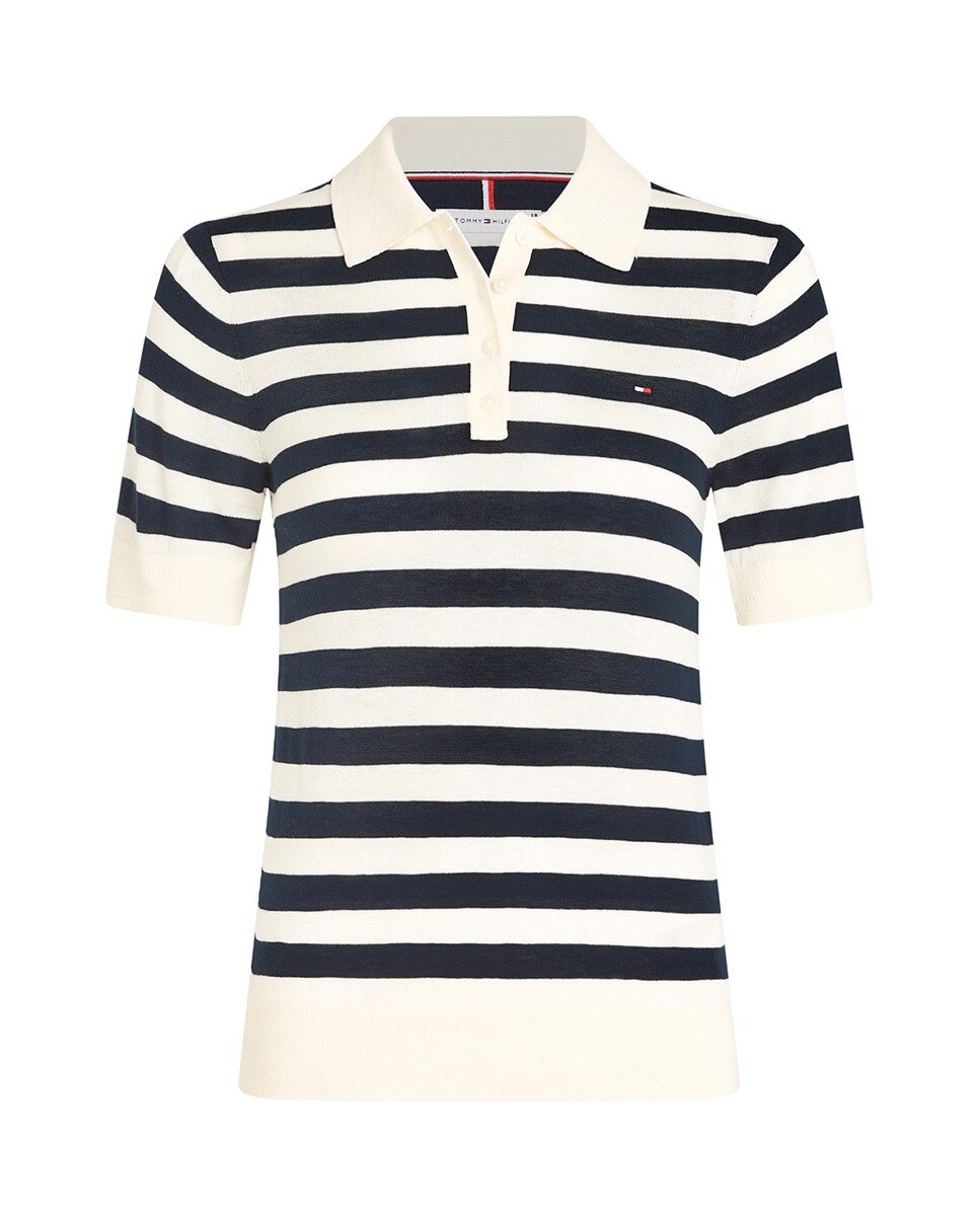 Camisola de Malha Tipo Polo com Manga Curta Azul-marinho-4