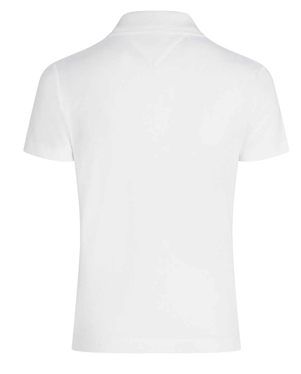 Polo Slim de Manga Curta com Botões Branco-5