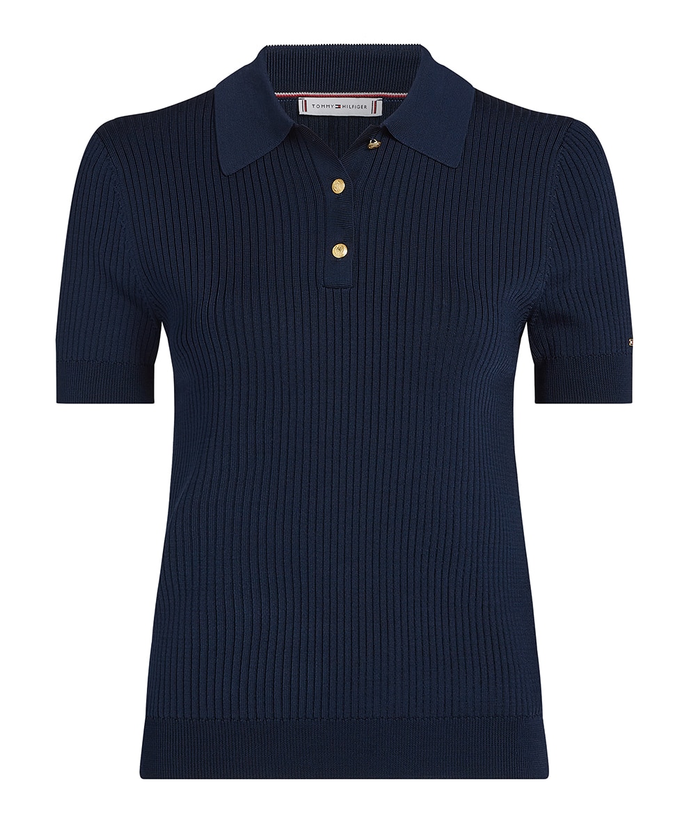 Camisola de Malha Tipo Polo com Manga Curta Azul-marinho-4