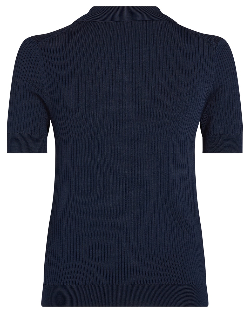 Camisola de Malha Tipo Polo com Manga Curta Azul-marinho-5