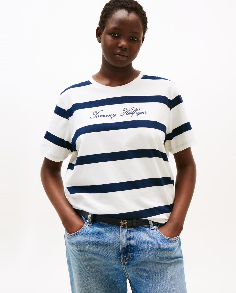 T-shirt Curve de Manga Curta e Silhueta Regular Branco-1