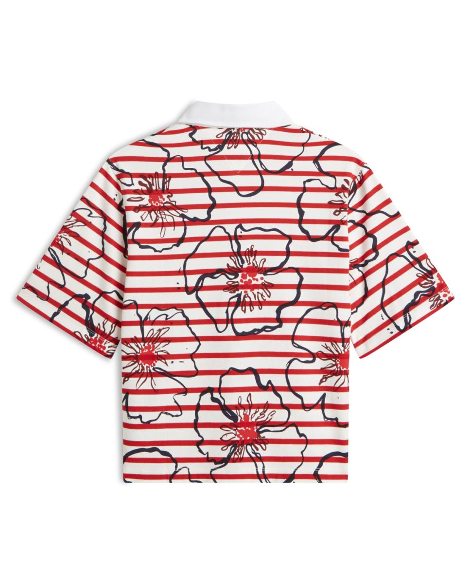 Polo Relaxed de Manga Curta com Estampado Floral Vermelho-5