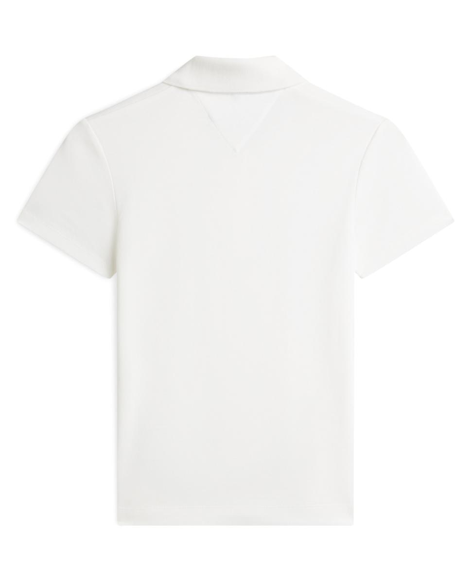 Polo Cintado de Manga Curta com Botões Dourados Branco-2