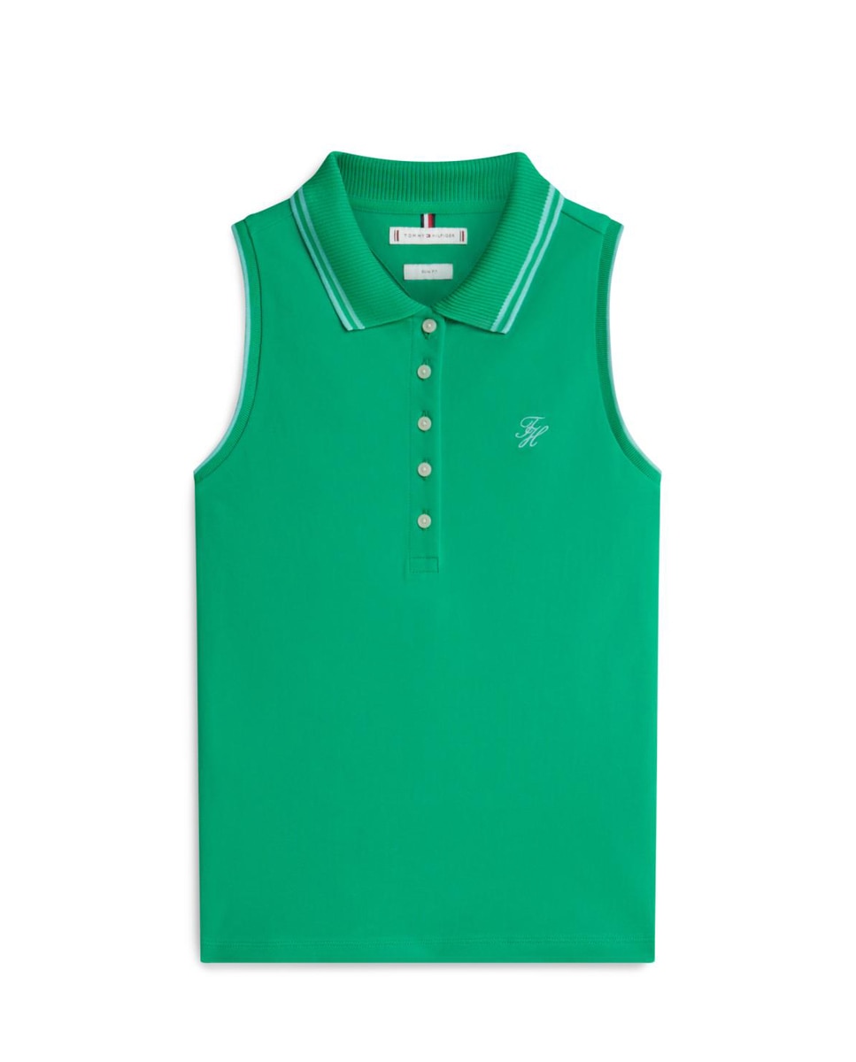 Polo sem Mangas e com Logótipo TH Script no Peito Esmeralda-5