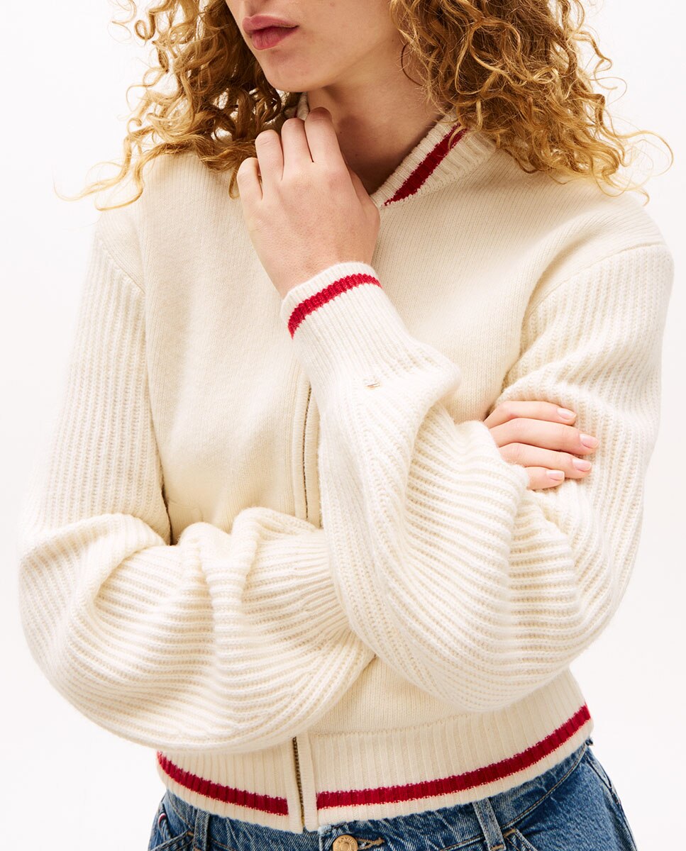 TH X SRG Chaqueta de mujer de punto estilo Varsity - Tommy Hilfiger - Beige Beige-3