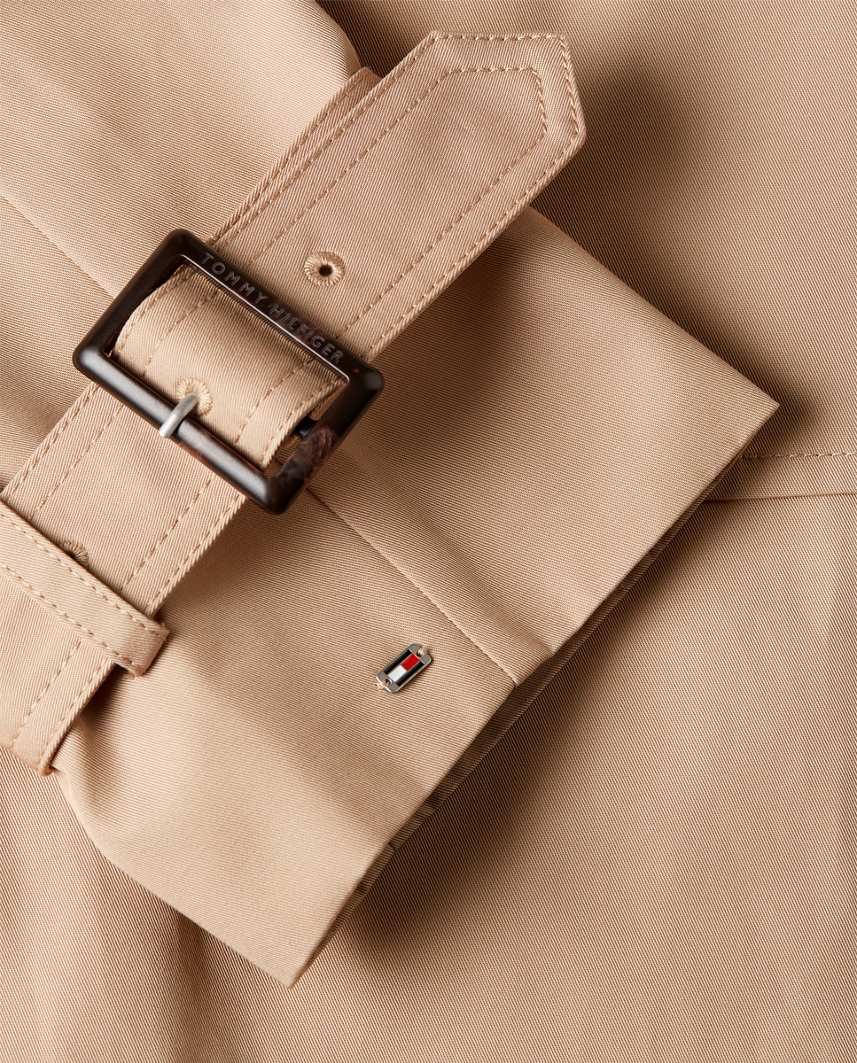 Gabardine curta com cinto Camel-6