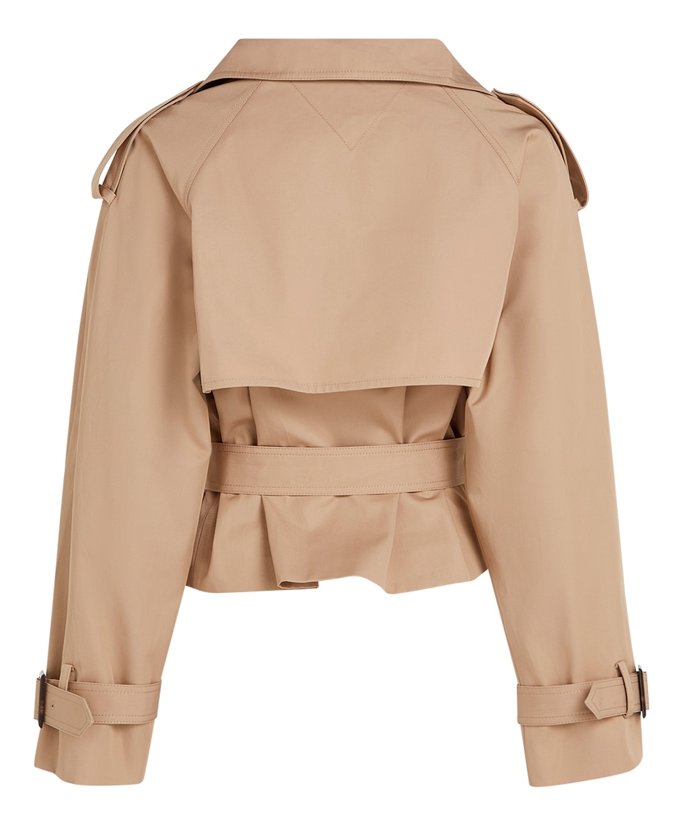 Gabardine curta com cinto Camel-8