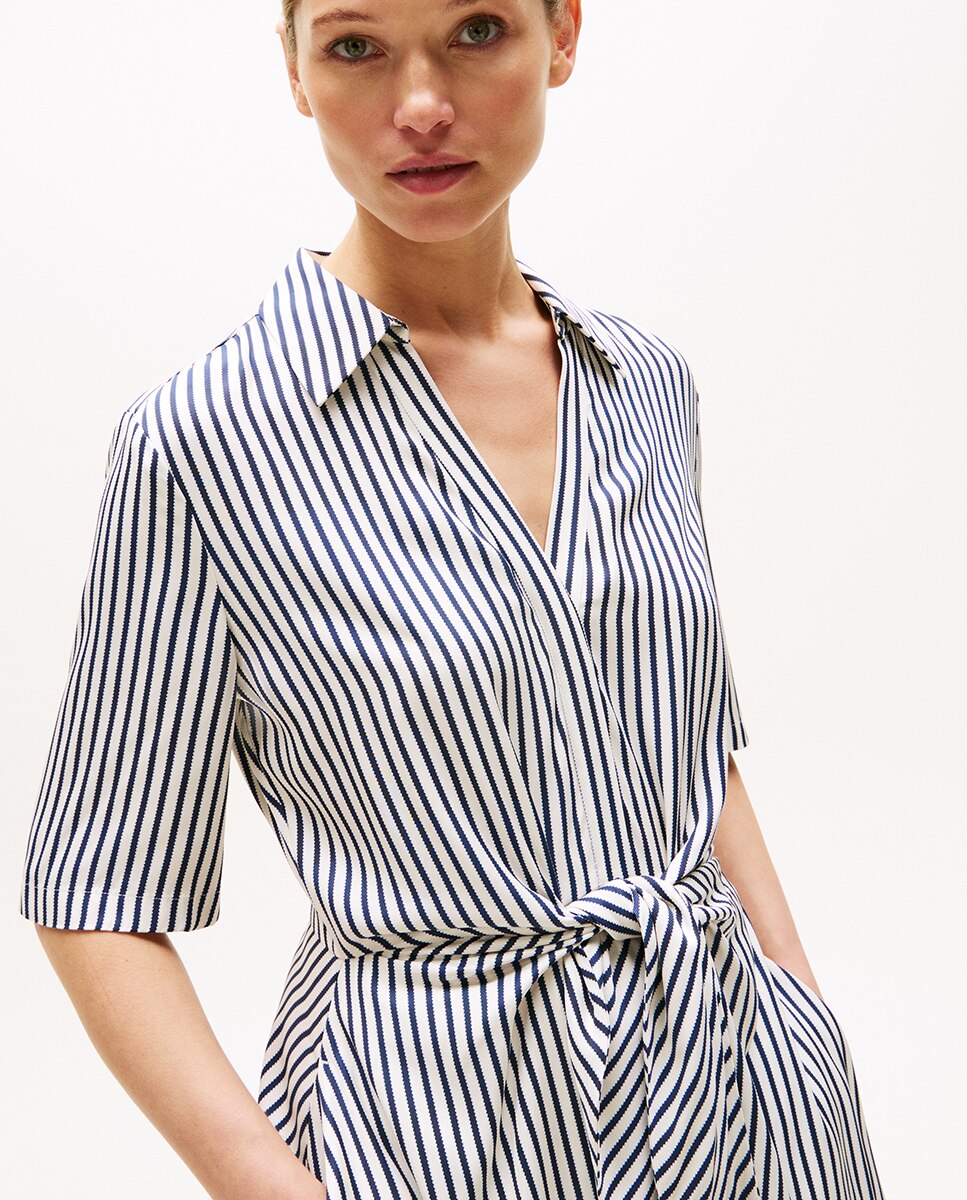 Vestido Curto com Laço na Cintura Branco-2