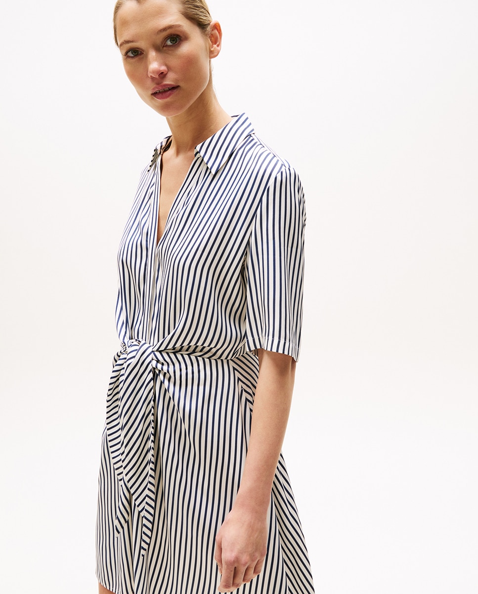 Vestido Curto com Laço na Cintura Branco-3