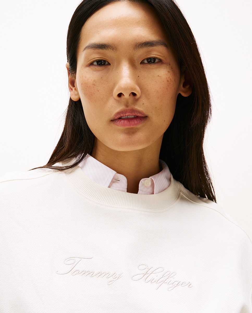 Sweatshirt com Logótipo Bordado no Peito Branco-2