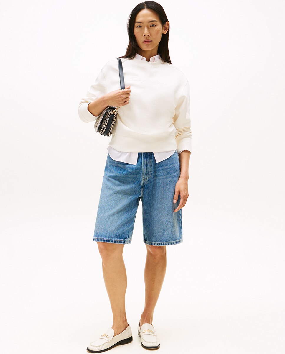 Sweatshirt com Logótipo Bordado no Peito Branco-3