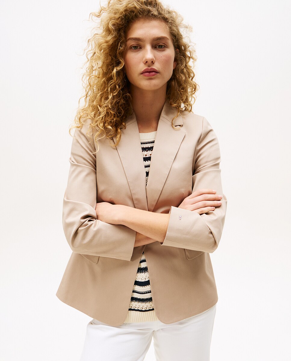 Blazer com Bolsos Bege-1