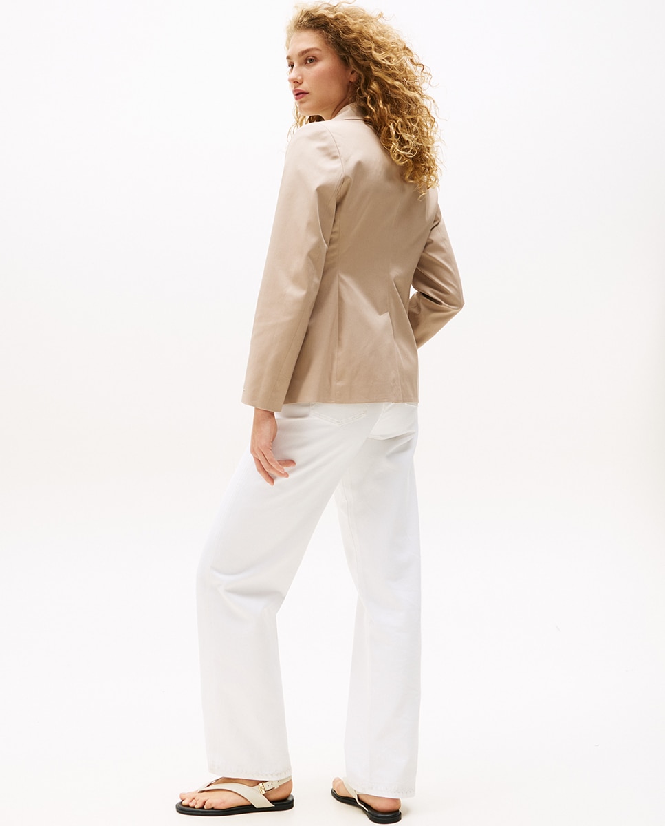 Blazer com Bolsos Bege-4