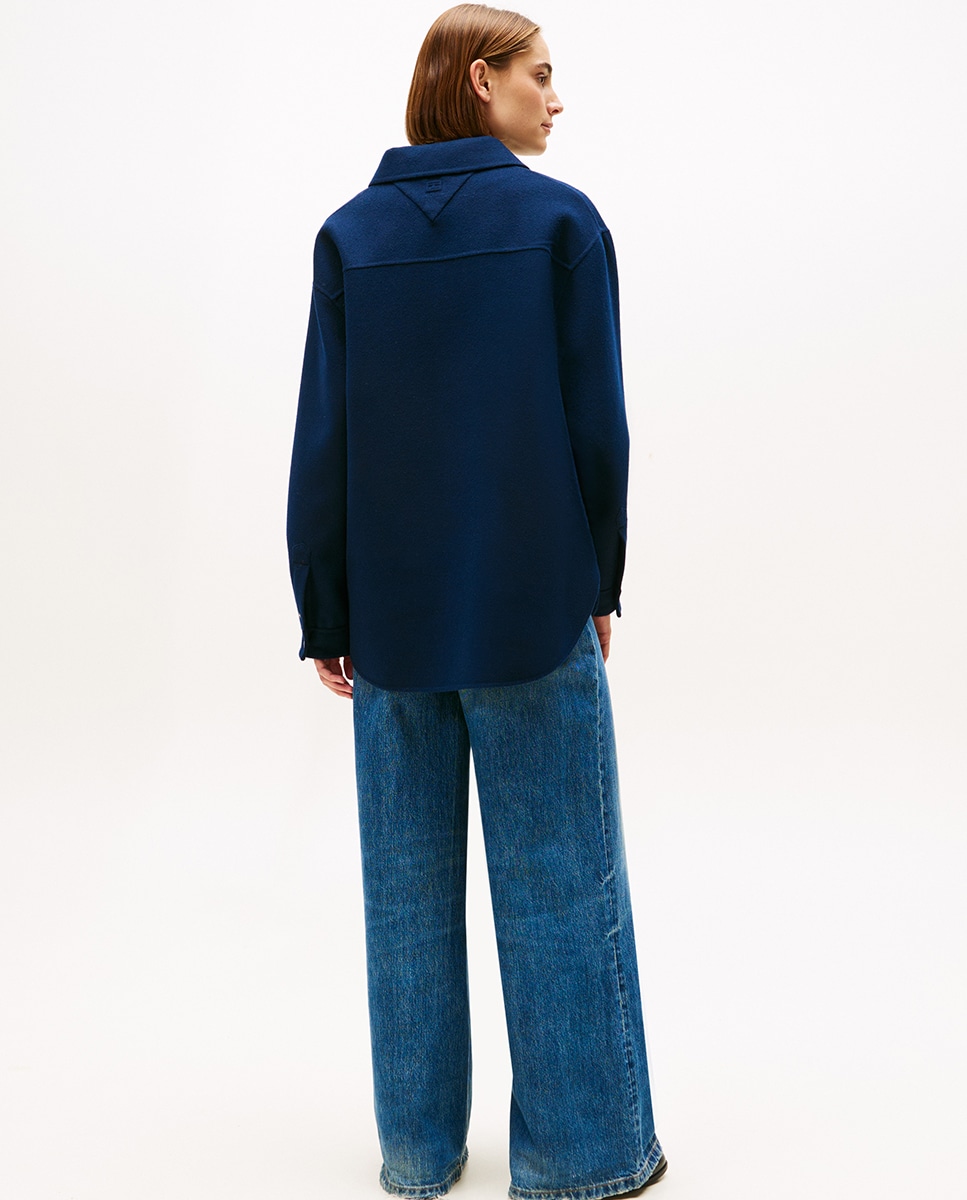 Sobrecamisa de Lã com Fecho de Botões Azul-marinho-2