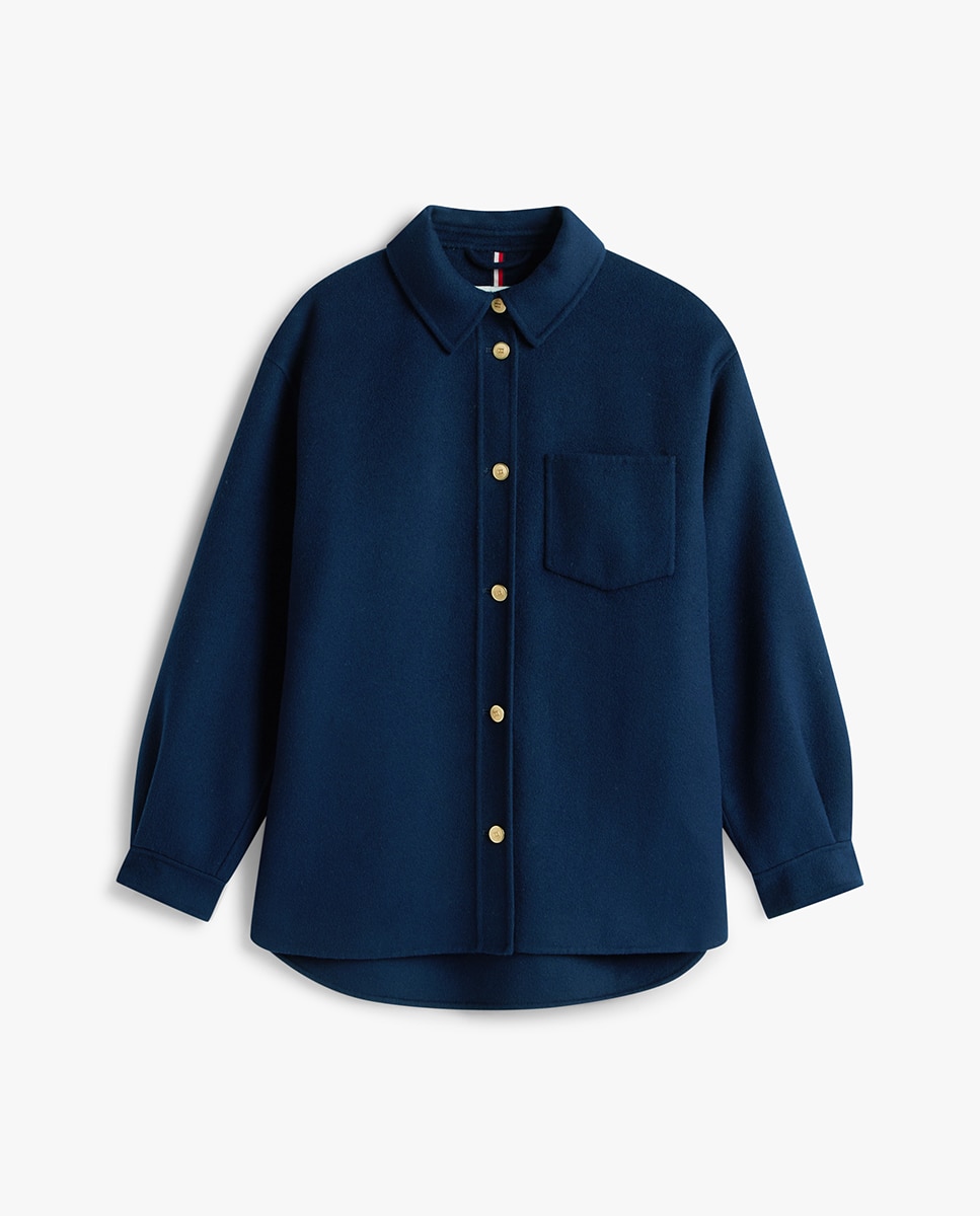 Sobrecamisa de Lã com Fecho de Botões Azul-marinho-4