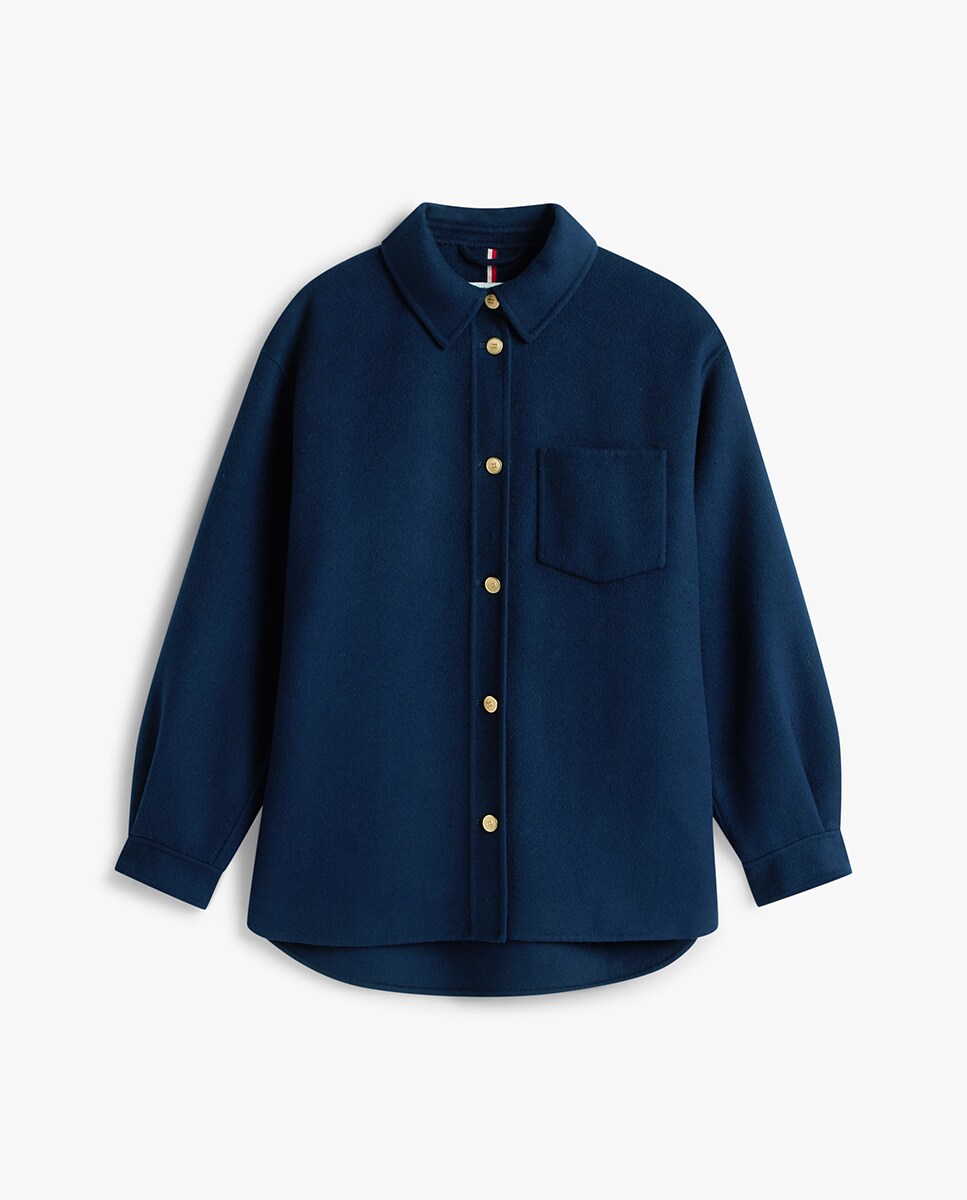 Sobrecamisa de Lã com Fecho de Botões Azul-marinho-4