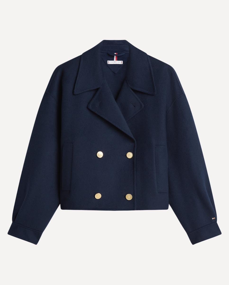 Sobretudo Assertoado Curto Azul-marinho-4